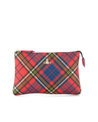 Red Plaid Leather Clutch