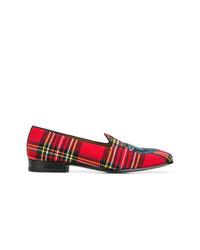 Gucci Embroidered Check Loafers