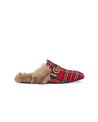Gucci Princetown Tartan Slippers With Double G