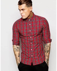 Asos Brand Skinny Shirt In Plaid Check And Long Sleeve