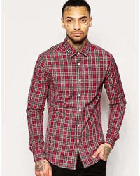 Asos Brand Skinny Shirt In Plaid Check And Long Sleeve