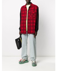Off-White Contrasting Sleeves Checkered Shirt