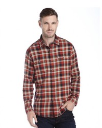 Tailor Vintage Copper Mountain Red Plaid Cotton Long Sleeve Button Front Shirt
