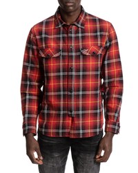 PRPS Crater Plaid Cotton Snap Up Shirt In Red At Nordstrom