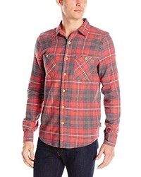 Threads 4 Thought Long Sleeve Red Plaid Flannel Slim Fit Shirt