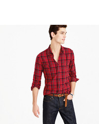J.Crew Midweight Flannel Shirt In Holiday Red Plaid