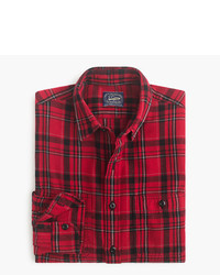J.Crew Midweight Flannel Shirt In Holiday Red Plaid
