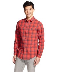 Mossimo Supply Co Long Sleeve Button Down Shirt Red Plaid