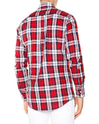 DSQUARED2 Multi Plaid Long Sleeve Shirt Red