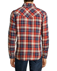 Howe Plaid Front Snap Shirt Red