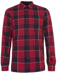 Topman Red And Black Check Long Sleeve Casual Shirt