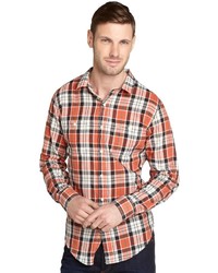 Red And White And Black Plaid Cotton Long Sleeve Shirt