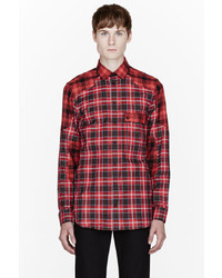 Givenchy Red Double Plaid Patterned Shirt