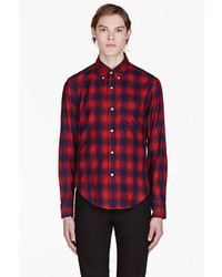 Band Of Outsiders Red Navy Plaid Shirt