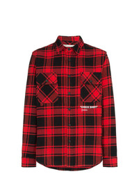 Off-White Red Quote Checked Shirt