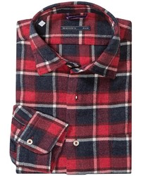 Mason S Brushed Cotton Multicolor Plaid Shirt Long Sleeve