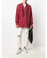 Golden Goose Tartan Print Ruffled Shirt