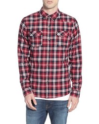 Bellfield Trim Fit Long Sleeve Plaid Flannel Woven Shirt