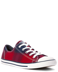 Red Plaid Low Top Sneakers