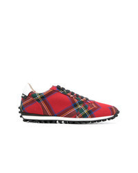 Red Plaid Low Top Sneakers