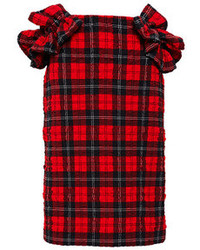 Simone Rocha Ruffled Tartan Plaid Skirt Red