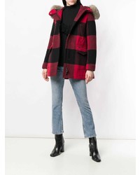 Woolrich Checked Med Hooded Coat