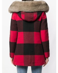 Woolrich Checked Med Hooded Coat