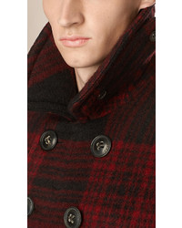 Burberry Brit Check Wool Mohair Pea Coat
