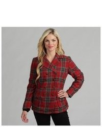 Live A Little Red Plaid Peacoat
