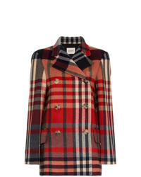Khaite Tartan Cashmere And Wool Double Breasted Coat