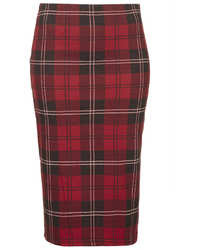 Red Plaid Pencil Skirt