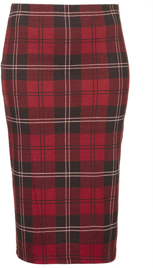 Topshop Tall Multi Check Tube Skirt, $48, Topshop