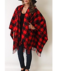 Angie Red And Black Poncho