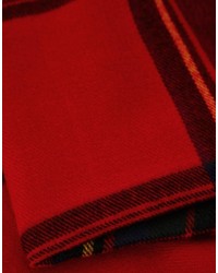 Asos Brand Blanket Scarf In Red Plaid Check