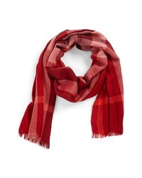 Burberry Check Scarf Coral Red One Size One Size