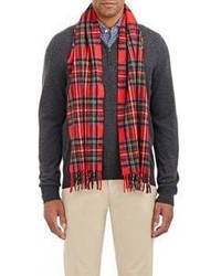 Drakes Drakes Plaid Flannel Scarf Red