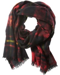 Dyed Red Plaid Wool Scarf