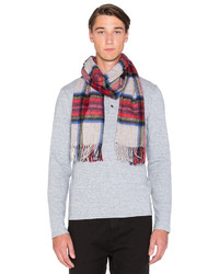 Scotch & Soda Multicolour Check Scarf With Fringes