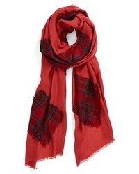 Nordstrom Plaid Patch Scarf Red One Size One Size