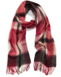 Nordstrom Plaid Cashmere Scarf Red