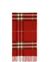 Burberry Red Cashmere Classic Check Scarf