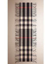 Burberry The Fringe Scarf In Check Cashmere
