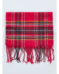 Topman Red Check Woven Scarf