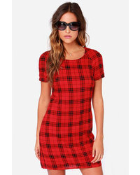 Moon Collection Queen Of Scots Black And Red Plaid Dress