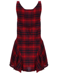 Red Plaid Sleeveless Dress