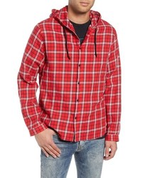 The Kooples Checkered Classic Fit Hoodie Shirt Jacket