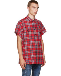 R 13 R13 Ssense Red Check Cut Off Shirt 365 SSENSE Lookastic