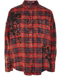 Topshop Washed Red Checked Shirt
