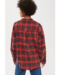 Topshop Washed Red Checked Shirt
