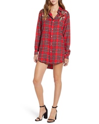 Kendall & Kylie Embroidered Plaid Shirtdress